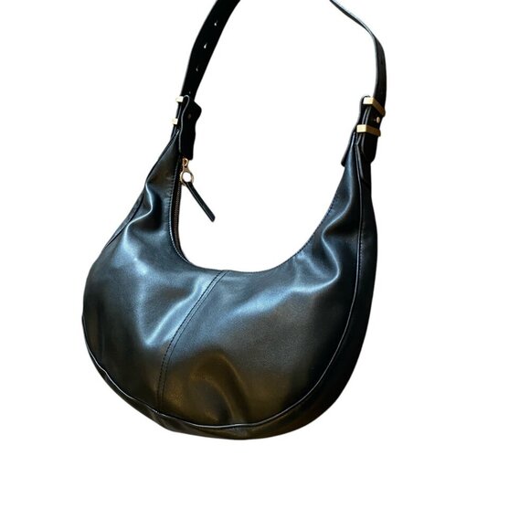 Time and Tru Farah Hobo Shoulder Strap Handbag Black With Metal Accents #37R - Picture 6 of 9